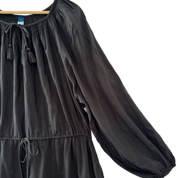 Old Navy Gray Embroidered Long Raglan Ballon Sleeve Boho Midi Dress Plus Size 2X - Picture 3 of 13